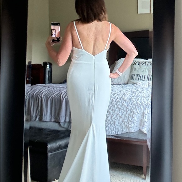 Simple Open Back Fit and Flare Wedding Dress - Picture 6 of 14